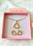 Pink Flutter Heart Set (Figaro Chain)