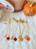 Fall Leaf With Initial (Rolo Chain)