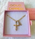 Diamond Cut Crucifix With Initial