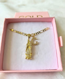 Diamond Mother Mary With Initial