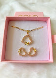 Pink Flutter Heart Set (Figaro Chain)