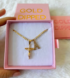 Diamond Cut Crucifix With Initial