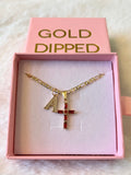 Baguette Garnet Cross With Initial