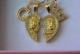 Diamond Mother Mary Heart Set With Initials