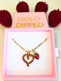 Strawberry And Open Heart Necklace