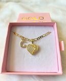 Mother Mary Diamond Heart With Initial