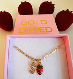 Strawberry And Icy Initial (Figaro Chain)