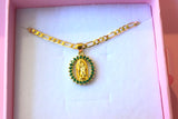 Emerald Mary (Figaro Chain)