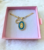 Blue Oval Mary With Initial