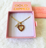 Red Icy Mary Heart Necklace With Initial