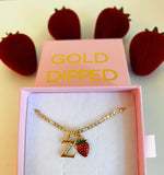 Strawberry And Bling Initial (Figaro Chain)