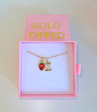 Strawberry And Bling Initial (Rolo Chain)