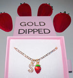 Strawberry And Icy Initial (Figaro Chain)