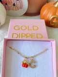 Fall Pumpkin With Initial (Figaro Chain)