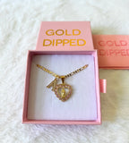 Pink Icy Mary Heart Necklace With Initial