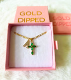 Emerald Marquise Cross & Initial