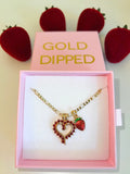 Strawberry And Open Heart Necklace