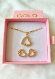 Pink Flutter Heart Set (Figaro Chain)