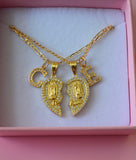 Diamond Mother Mary Heart Set With Initials