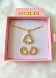 Pink Flutter Heart Set (Figaro Chain)