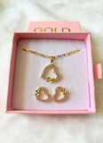 Pink Flutter Heart Set (Figaro Chain)