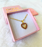 Red Icy Mary Heart Necklace