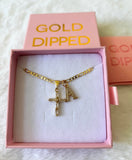 Baguette Diamond Cross With Initial