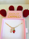 Strawberry And Icy Initial (Figaro Chain)