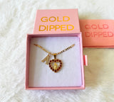 Red Icy Mary Heart Necklace With Initial