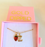 Strawberry And Bling Initial (Rolo Chain)