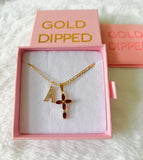 Garnet Marquise Cross & Initial
