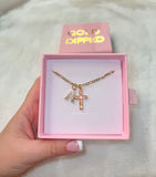 Pink Shell Cross With Initial