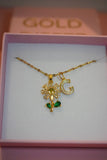 Diamond Flower & Initial (Thin Chain)