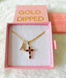 Garnet Marquise Cross & Initial