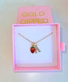 Strawberry And Icy Initial (Rolo Chain)
