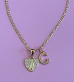 Beautiful Mary Heart & Initial