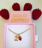 Strawberry And Bling Initial (Figaro Chain)