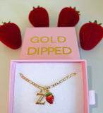 Strawberry And Bling Initial (Figaro Chain)