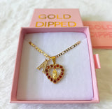 Red Icy Mary Heart Necklace With Initial