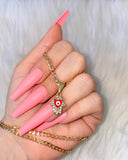 Red Hamsa Eye Necklace