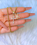 Kourtney Cross & Initial (Cuban Chain)