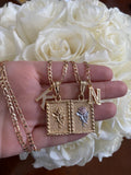 Framed Rose And Initial Necklace