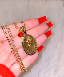 Oval Jesus & Birthstone Necklace