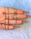 Kendall Cross & Initial (Figaro Chain)