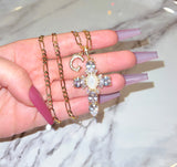 Mother Mary Cross & Letter (Figaro Chain)