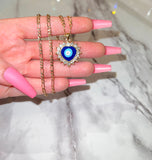 Bling Eye Heart (Navy/Figaro Chain)