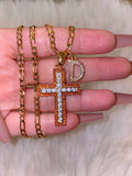 Red Icy Square Cross With Initial