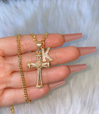 Enchanted Cross & Initial (Cuban Chain)