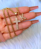 Sugar Cross & Initial (Cuban Chain)