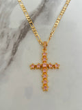Pink Star Cross (Figaro Chain)